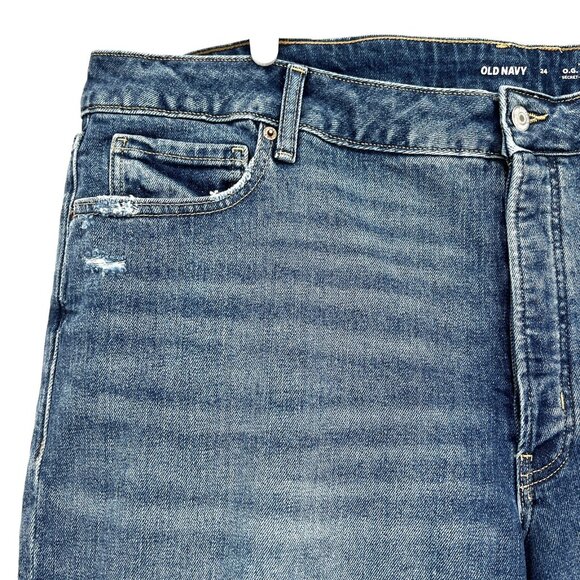 NWT Old Navy Women Distressed Jeans Sz 24 High Rise Buttons Straight Leg Stretch - Picture 5 of 10